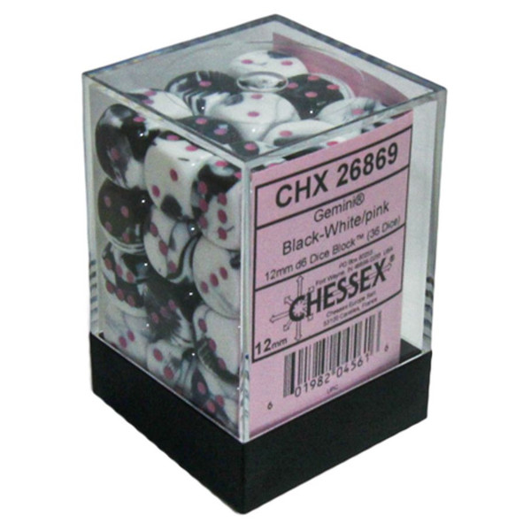 Chessex Dice D6: 12mm Gemini Black-White set of 36
