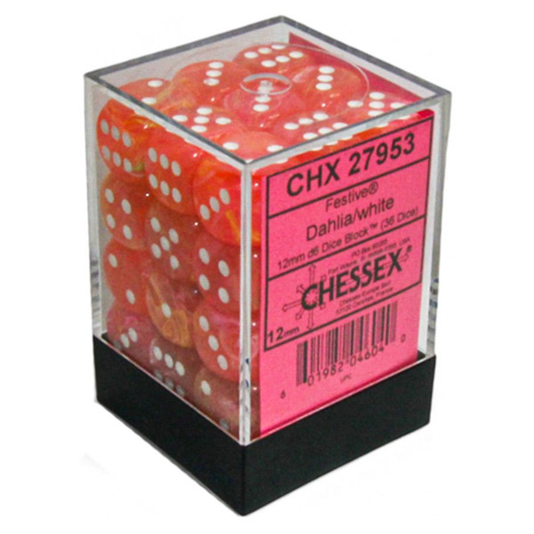 Chessex Dice D6: 12mm Festive Dahlia set of 36