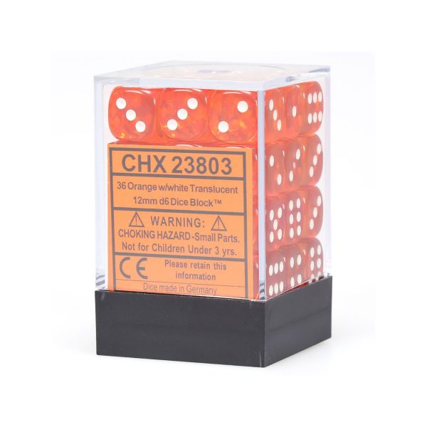 Chessex Dice D6: 12mm Translucent Orange set of 36