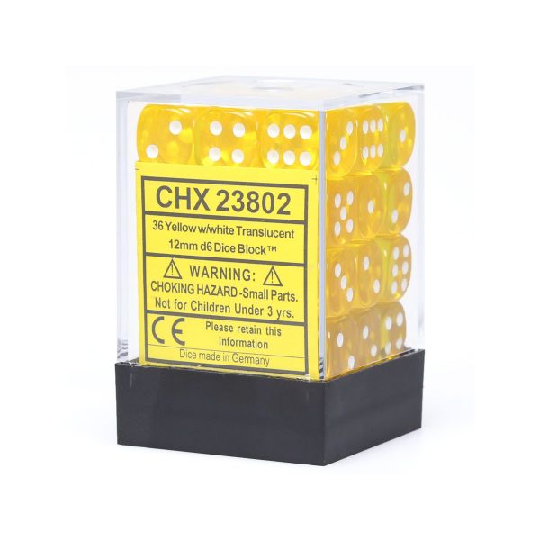Chessex Dice D6: 12mm Translucent Yellow set of 36