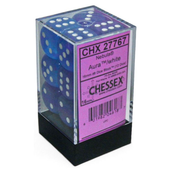 Chessex Dice D6: 16mm Nebula Luminary Aura set of 12
