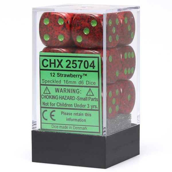Chessex Dice D6: 16mm Speckled Strawberry set of 12